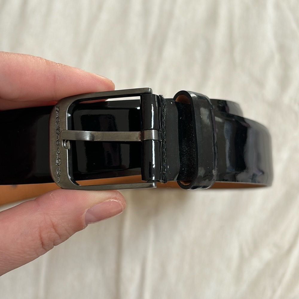 Giorgio Armani Black Patent Leather Belt